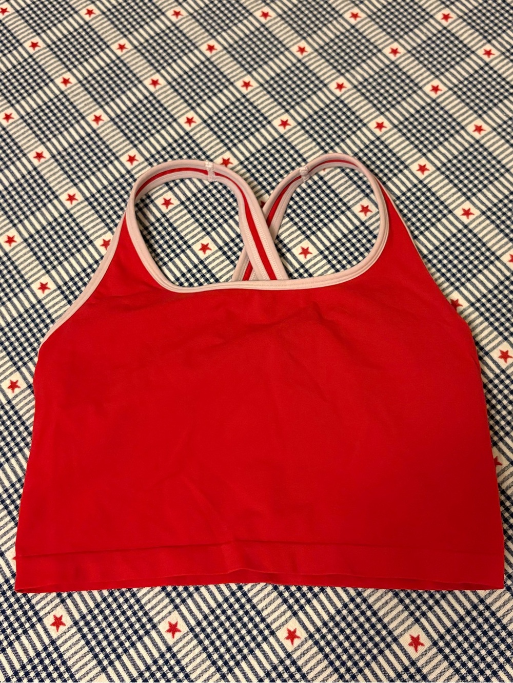 Fabletics Heated Red Seamless Cropped Built-In Bra Tank